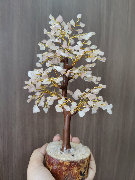 Love Rose Quartz Tree (Wooden Base)