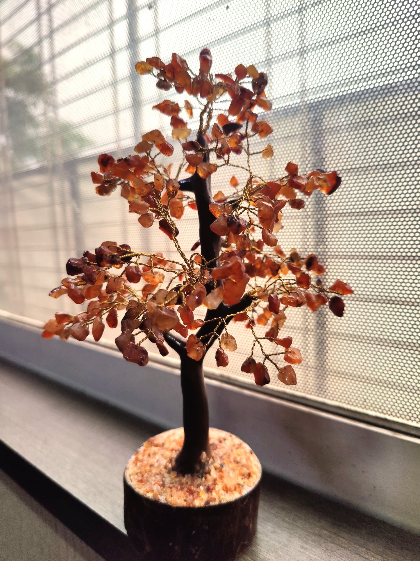 Increase Productivity and Motivation with Carnelian Tree (Wooden Base)