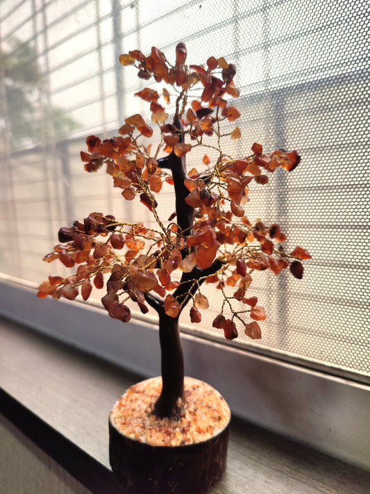 Increase Productivity and Motivation with Carnelian Tree (Wooden Base)