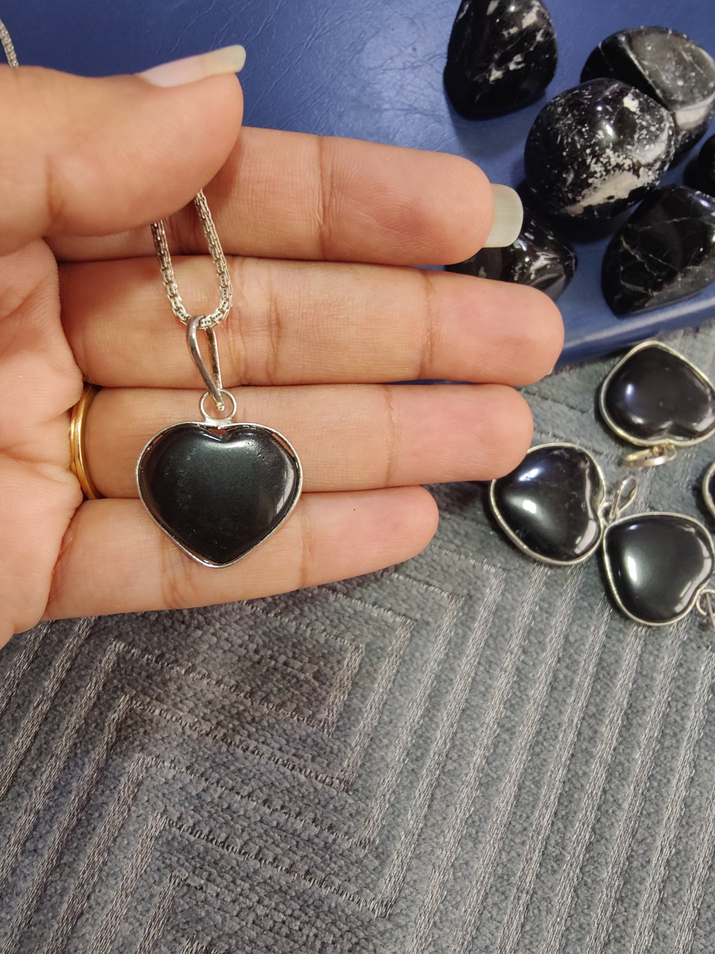 Evil Eye Protection Black Tourmaline Heart Pendant