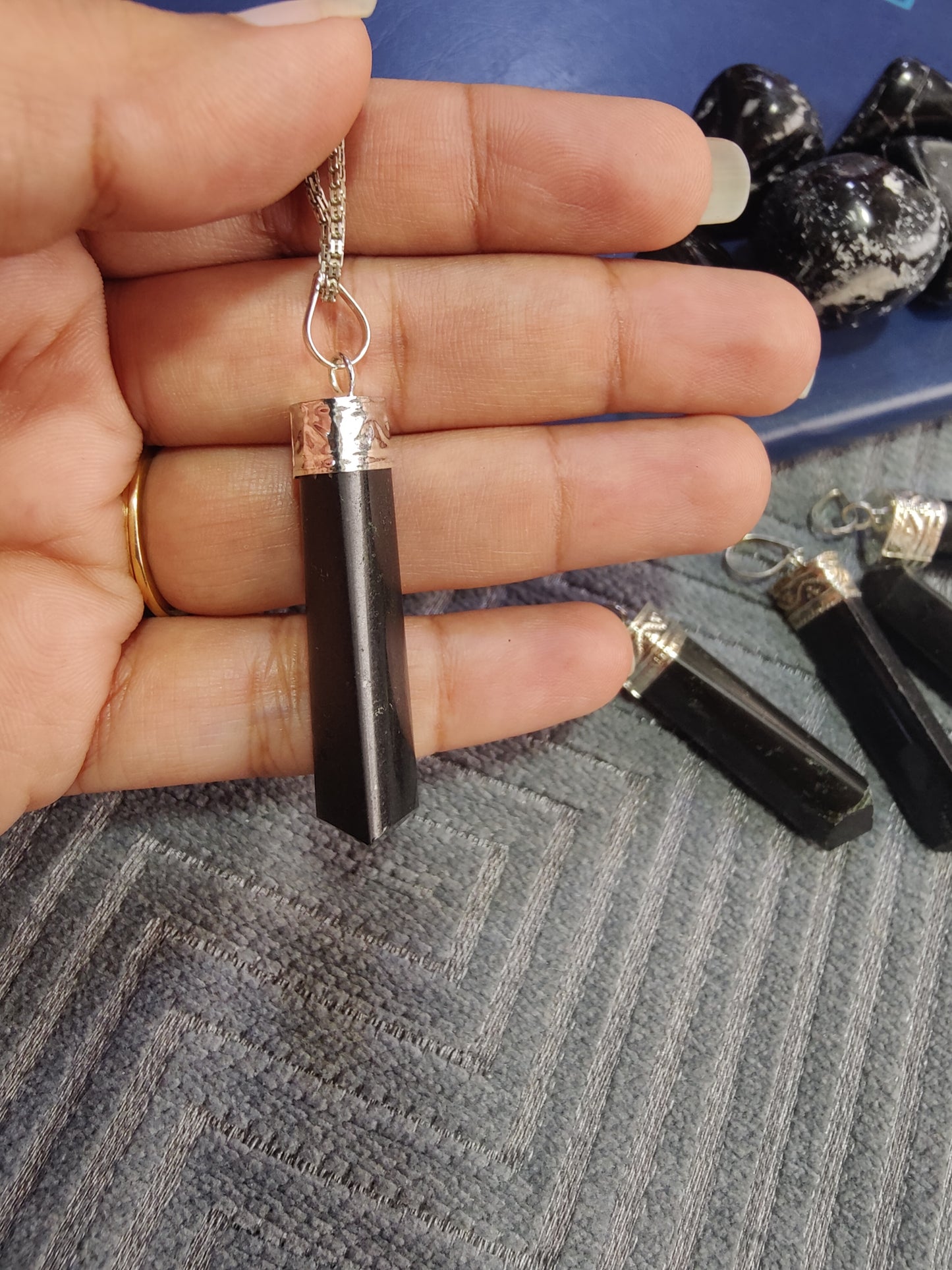 Evil Eye Protection Black Tourmaline Pencil Pendant