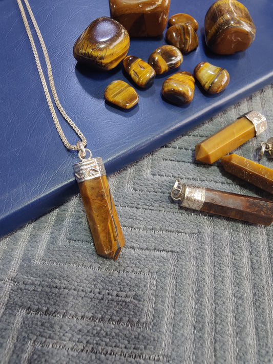 Strength and Confidence Tiger Eye Pencil Pendant