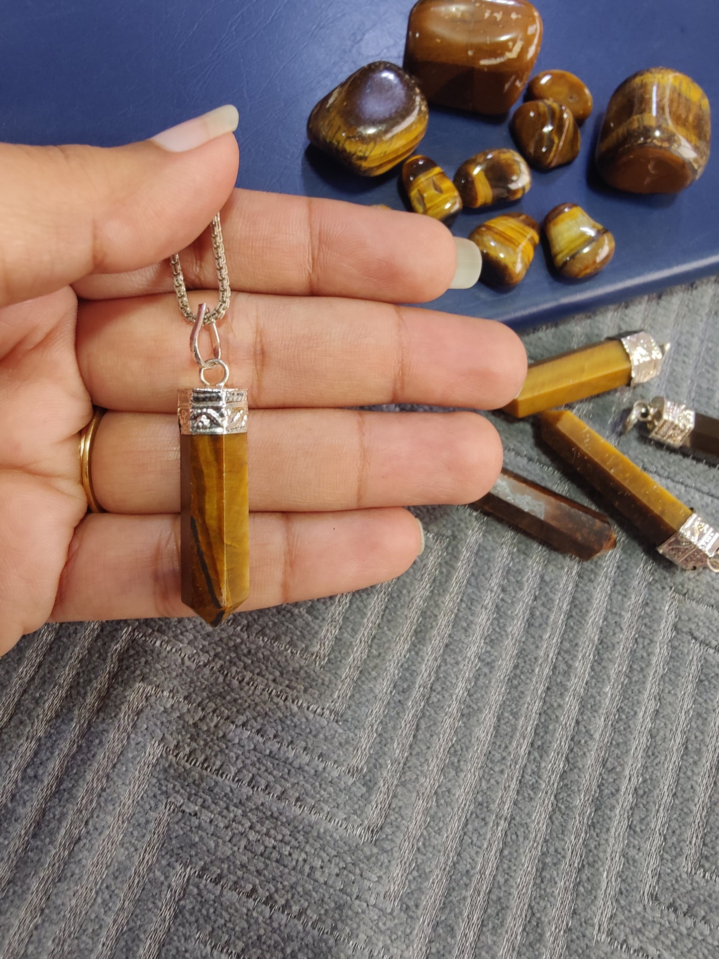 Strength and Confidence Tiger Eye Pencil Pendant