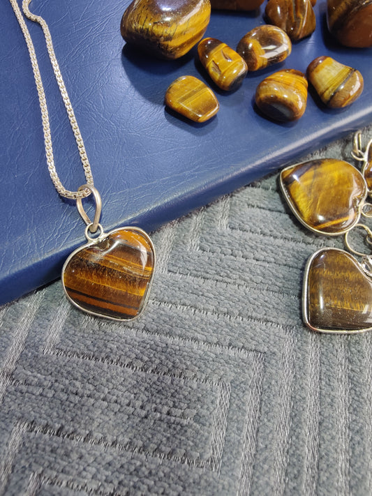 Strength and Confidence Tiger Eye Heart Pendant