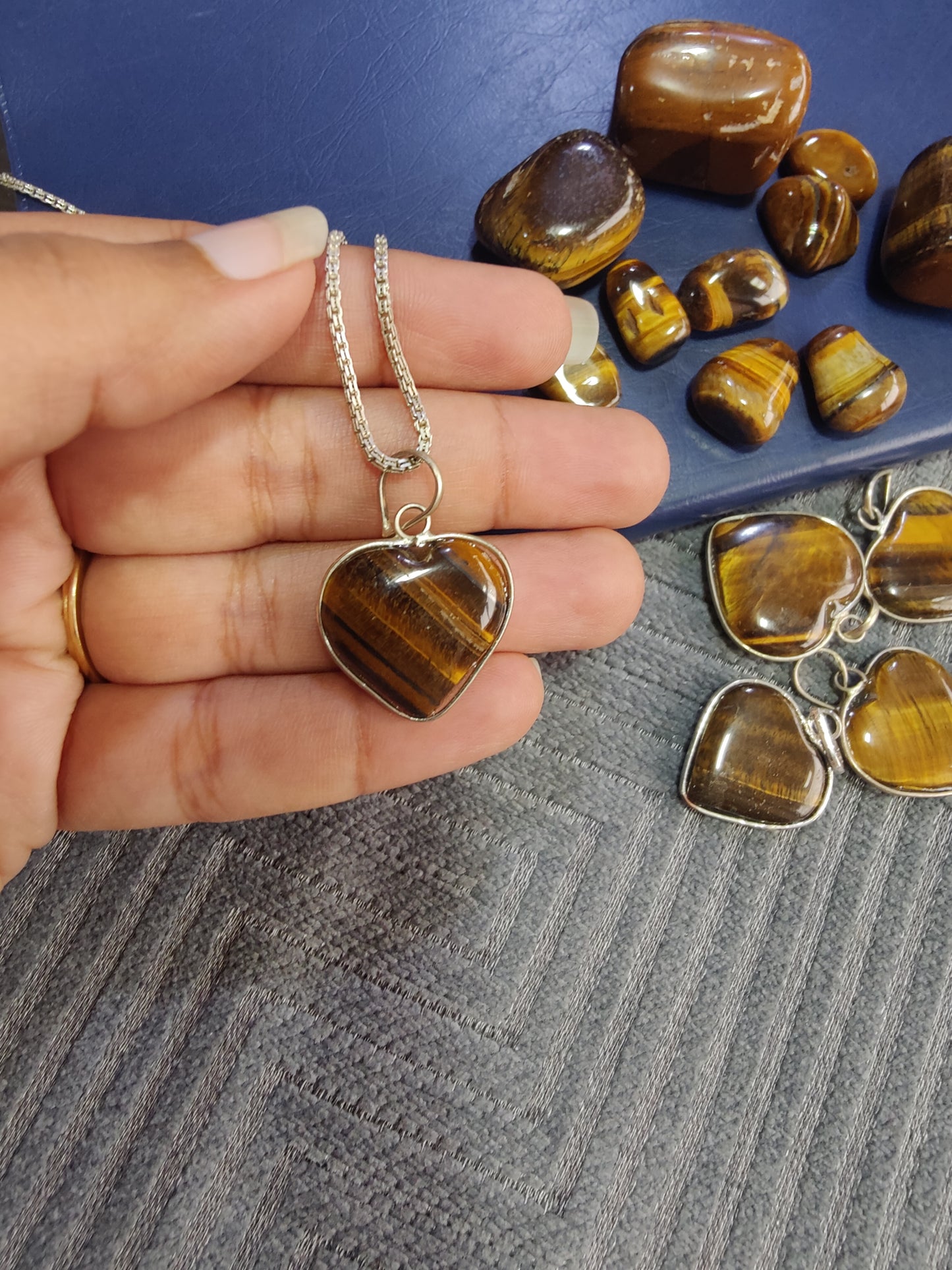 Strength and Confidence Tiger Eye Heart Pendant