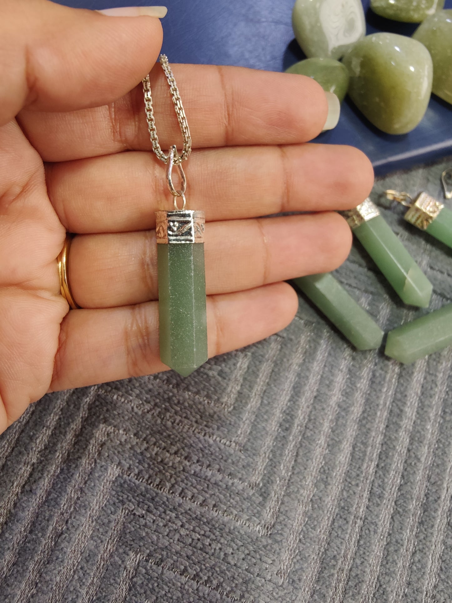 Luck and Opportunities Green Aventurine Pencil Pendant