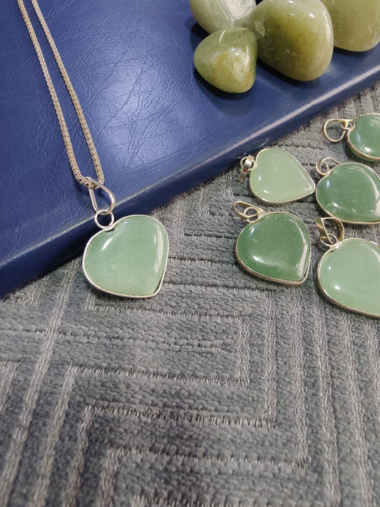 Luck and Opportunities Green Aventurine Heart Pendant