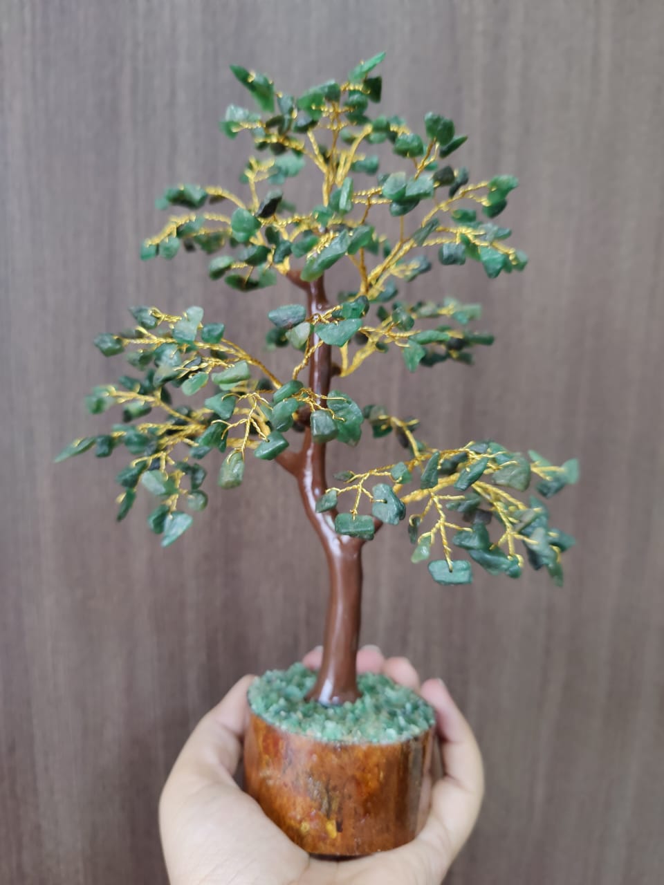 Luck and Harmony Green Jade Tree (Wooden Base)