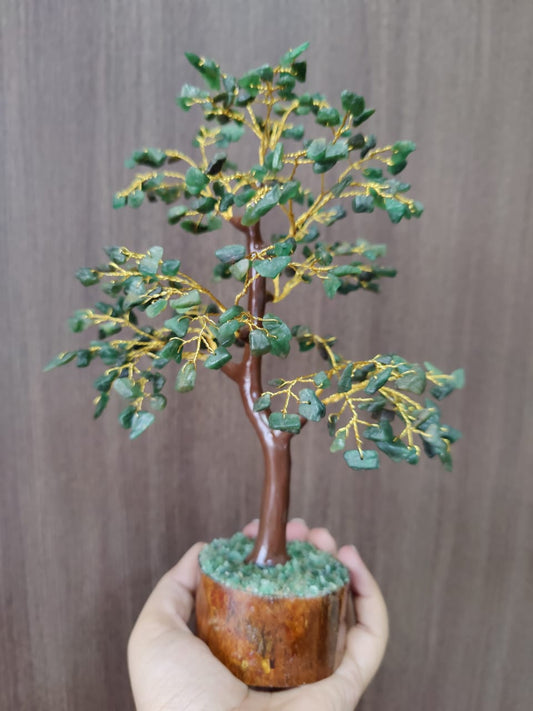 Luck and Harmony Green Jade Tree (Wooden Base)